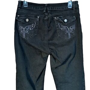 Thread Market Black Jeans with Embroidered Flap Pockets 9 Casual Grunge